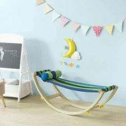 Schlussverkauf 🎁 SoBuy KMB16-J Kinderhängematte Mit Sicherheitsstopper Hängematte Schaukelliege Schaukel Für Kinder BHT Ca.: 120x46x36cm 🎉 -SOBUY SHOP 10387352 2
