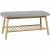 Neu 😀 SoBuy FSR24-K-HG Schuhbank Mit Gepolsterter Sitzfläche Bettbank Garderobenbank Sitzbank Schuhregal Bambus BHT Ca.: 91x45x34cm 🛒 -SOBUY SHOP 10971201 1