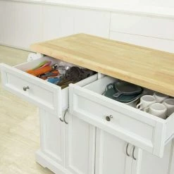 Bestes Angebot 🌟 SoBuy FKW71-WN Kücheninsel Luxus-Küchenwagen Mit Erweiterbarer Arbeitsplatte Küchenschrank Servierwagen Rollwagen Holz Weiß BHT Ca.: 115x92x46-71cm ✔️ -SOBUY SHOP 11024229 5
