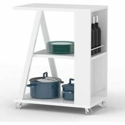 Bestpreis 🤩 SoBuy FKW77-W Design Servierwagen Küchenwagen Beistellwagen Rollwagen Mit 3 Ablagen Und 2 Regalfächern Weiß BHT Ca.: 60x77x38cm ⌛ -SOBUY SHOP 12349619 3