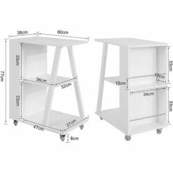 Bestpreis 🤩 SoBuy FKW77-W Design Servierwagen Küchenwagen Beistellwagen Rollwagen Mit 3 Ablagen Und 2 Regalfächern Weiß BHT Ca.: 60x77x38cm ⌛ -SOBUY SHOP 12349619 5
