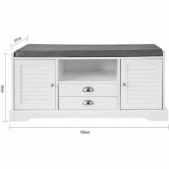 Bestpreis 👏 SoBuy FSR71-W Sitzbank Mit Stauraum Schuhbank Mit Sitzfläche, 2 Türen, 1 Ablage Und 2 Schubladen Sitzkommode Weiß BHT Ca.: 105x49x37cm 👍 -SOBUY SHOP 13378811 5