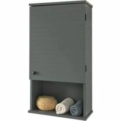 Billig 🛒 SoBuy BZR25-DG Hängeschrank Mit Einer Tür Und Einem Fach Wandschrank Badhängeschrank Küchenschrank Medizinschrank Badmöbel Dunkelgrau BHT Ca: 40x76x21cm 😀