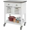 Bester Verkauf 🧨 SoBuy FKW83-W Servierwagen Mit 2 Körben Und 2 Schubladen Küchenwagen Rollwagen Mit Edelstahlplatte Weiß BHT Ca: 73x92x46cm ✔️ -SOBUY SHOP 14373039 1