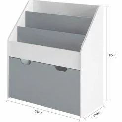 Neu 🌟 SoBuy KMB17-HG Kinder Bücherregal Kinderregal Mit 3 Ablagefächern Und Einer Herausnehmbaren Spielzeugtruhe Aufbewahrungsregal Für Kinder Weiß/Grau BHT Ca.: 63x70x30cm 💯 -SOBUY SHOP 14822395 5