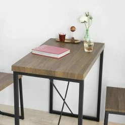 Budget 😉 SoBuy OGT19-N 3-teilig Essgruppe Esstisch Mit 2 Stühlen Sitzgruppe Küche Küchentisch Holztisch Balkontisch Im Industrial-Look ⌛ -SOBUY SHOP 15101726 4