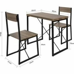 Budget 😉 SoBuy OGT19-N 3-teilig Essgruppe Esstisch Mit 2 Stühlen Sitzgruppe Küche Küchentisch Holztisch Balkontisch Im Industrial-Look ⌛ -SOBUY SHOP 15101726 5