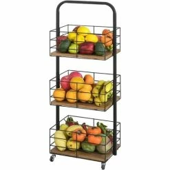 Coupon ✔️ SoBuy NSR06-N Badregal Rollregal Mit 3 Körben Küchenregal Rollbar Standregal Mit Griff Metall BHT Ca.: 38x97x26cm ⌛