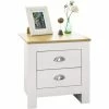 Neu 😍 SoBuy FBT86-W Nachttisch Nachttschrank Nachtkommode Nachtkonsole Beistelltisch Mit 2 Schubladen Telefontisch Weiß/Natur BHT Ca: 45x48x40cm 🥰 -SOBUY SHOP 16674668 1
