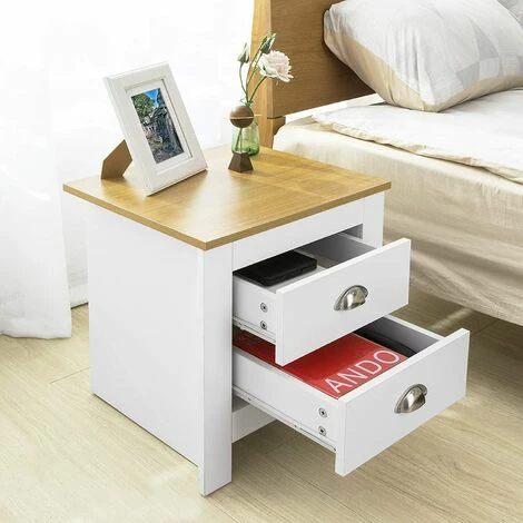 SoBuy FBT86-W Nachttisch Nachttschrank Nachtkommode Nachtkonsole Beistelltisch mit 2 Schubladen Telefontisch Weiß/Natur BHT ca: 45x48x40cm Neu 😍 SoBuy FBT86-W Nachttisch Nachttschrank Nachtkommode Nachtkonsole Beistelltisch Mit 2 Schubladen Telefontisch Weiß/Natur BHT Ca: 45x48x40cm 🥰 -SOBUY SHOP 16674668 4