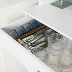 Aktion ✔️ SoBuy FSB26-W Küchenschrank Mit Schublade Und 2 Türen Küchenregal Sideboard Mit 4 Ablagen Buffetschrank Mikrowellenschrank Beistellschrank Weiß BHT Ca.: 90x148x40cm 🔔 -SOBUY SHOP 17741998 4