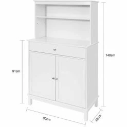 Aktion ✔️ SoBuy FSB26-W Küchenschrank Mit Schublade Und 2 Türen Küchenregal Sideboard Mit 4 Ablagen Buffetschrank Mikrowellenschrank Beistellschrank Weiß BHT Ca.: 90x148x40cm 🔔 -SOBUY SHOP 17741998 5