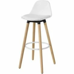 Top 10 ✔️ SoBuy FST70-W Barhocker Mit Fußstütze Barstuhl Tresenhocker Barstuhl Mit Rücklehne Weiß Beine Aus Buche Sitzhöhe: 71cm 💯