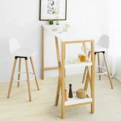 Top 10 ✔️ SoBuy FST70-W Barhocker Mit Fußstütze Barstuhl Tresenhocker Barstuhl Mit Rücklehne Weiß Beine Aus Buche Sitzhöhe: 71cm 💯 -SOBUY SHOP 19928557 3