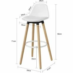 Top 10 ✔️ SoBuy FST70-W Barhocker Mit Fußstütze Barstuhl Tresenhocker Barstuhl Mit Rücklehne Weiß Beine Aus Buche Sitzhöhe: 71cm 💯 -SOBUY SHOP 19928557 5