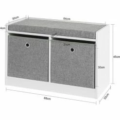 Schlussverkauf ⌛ SoBuy FSR65-K-DG Sitzkommode Sitzbank Mit Stauraum Schuhbank Mit Sitzfläche Schuhtruhe Mit 2 Grauen Körben Weiß BHT Ca.: 68x45x32cm 🥰 -SOBUY SHOP 20969523 5