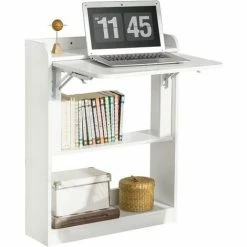 SOBUY SHOP 10 Billig 🛒 SoBuy FWT92-W Schreibtisch Klappbar Computertisch Mit Ablagen Klapptisch Arbeitstisch Bürotisch Für Homeoffice Wandtisch Laptoptisch BHT Ca.: 64x82x58cm 🤩