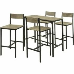 Großhandel ⭐ SoBuy OGT14-N Bartisch Set 5-teilig Sitzgruppe Esstisch Bistrotisch Mit 4 Hockern Stehtisch ✨