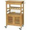 Bestpreis 🛒 SoBuy FKW53-N Servierwagen,Küchenwagen Mit Korb Und Flaschenablage Rollwagen BHT Ca: 60x92x36cm 😉 -SOBUY SHOP 51327203 1