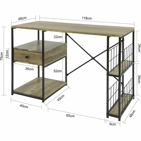 SoBuy FWT61-N Schreibtisch mit 4 Ablagen und Einer Schublade Computertisch Arbeitstisch Bürotisch für Homeoffice Tisch Industrie-Design BHT ca.: 118x75x48cm Auslauf ❤️ SoBuy FWT61-N Schreibtisch Mit 4 Ablagen Und Einer Schublade Computertisch Arbeitstisch Bürotisch Für Homeoffice Tisch Industrie-Design BHT Ca.: 118x75x48cm 🎁 -SOBUY SHOP 51327437 4