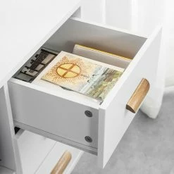 Brandneu 🌟 SoBuy FBT95-W Nachttisch Mit 3 Schubladen Und 2 Offenen Fächern Sofatisch Beistelltisch Telefontisch Nachtschrank Nachtkommode BHT Ca.: 48x60x40cm 👍 -SOBUY SHOP 51327531 4