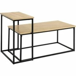 Rabatt 😀 SoBuy FBT108-N 2er Set Beistelltisch Satztisch Sofatisch Kaffeetisch Wohnzimmertisch Couchtisch Für Wohnzimmer, Büro Industrie-Design 🔔