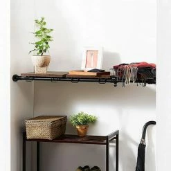 Bester Verkauf 🎉 SoBuy KLS10-SCH Teleskopregal Mit 2 Abnehmbaren Ablagen Blumenregal Pflanzenregal Kleiderregal Aufbewahrungsregal Badzimmerregal Lagerregal Verstellbares Regal Innenbereich Balkon Breite: 75-127cm 😍 -SOBUY SHOP 51327616 4