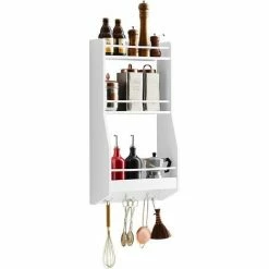 Angebote 🔔 SoBuy KCR12-W Wandregal Hängeregal Badregal Gewürzregal Küchenregal Wand Weiß BHT Ca.: 38x75x17cm 🥰
