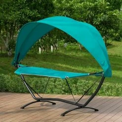 Bester Verkauf ⭐ SoBuy OGS51-TB Hängematte Mit Gestell Hängemattengestell Mit Sonnendach Hängemattenständer Hängemattenhalter Outdoor Belastbarkeit 150kg BHT Ca.: 273x181x115cm 😍 -SOBUY SHOP 51327697 2