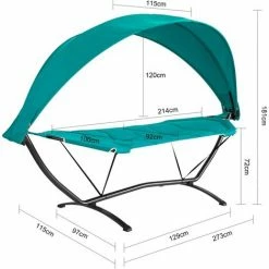 Bester Verkauf ⭐ SoBuy OGS51-TB Hängematte Mit Gestell Hängemattengestell Mit Sonnendach Hängemattenständer Hängemattenhalter Outdoor Belastbarkeit 150kg BHT Ca.: 273x181x115cm 😍 -SOBUY SHOP 51327697 4
