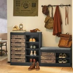 Aktion 😍 SoBuy FSB65-HG Sideboard Schuhschrank Mit Schiebetür Kommode Schrank Küchenschrank Flurschrank Beistellschrank Aufbewahrungsschrank BHT Ca.: 80x89x35cm 🥰 -SOBUY SHOP 51327700 4