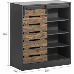 Aktion 😍 SoBuy FSB65-HG Sideboard Schuhschrank Mit Schiebetür Kommode Schrank Küchenschrank Flurschrank Beistellschrank Aufbewahrungsschrank BHT Ca.: 80x89x35cm 🥰 -SOBUY SHOP 51327700 5