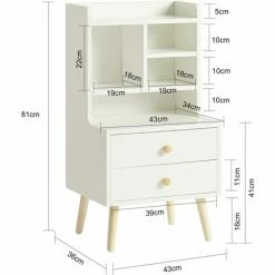 Blitzangebot 🛒 SoBuy FBT100-W Nachttisch Mit 2 Schubladen Und Offenen Fächern Sofatisch Beistelltisch Telefontisch Nachtschrank Nachtkommode BHT Ca.: 43x81x36cm 💯 -SOBUY SHOP 51327825 5