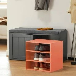 Auslauf 👍 SoBuy FSR109-HG Schuhbank Truhenbank Sitzbank Mit Stauraum Schuhregal Garderobenbank Dielenbank Bettbank Schuhtruhe Sitzkommode BHT Ca.: 80x43x36cm 🧨 -SOBUY SHOP 51327834 3
