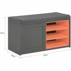 Auslauf 👍 SoBuy FSR109-HG Schuhbank Truhenbank Sitzbank Mit Stauraum Schuhregal Garderobenbank Dielenbank Bettbank Schuhtruhe Sitzkommode BHT Ca.: 80x43x36cm 🧨 -SOBUY SHOP 51327834 5