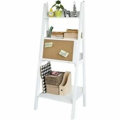 Coupon 😉 SoBuy FRG115-W Modernes Bücherregal Mit Schreibtisch Standregal Wandregal Mit Korktafel Klappbar Weiß BHT Ca.: 64x160x28(61) Cm 😉