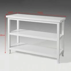Aktion 🌟 SoBuy FSB06-W Konsolentisch Flurschrank Sideboard Küchenschrank Mit 3 Ablagen Flurtisch Beistelltisch 110x40x80cm Weiß 😍 -SOBUY SHOP 5171673 5