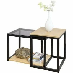 Angebote ⌛ SoBuy FBT35-SCH 2er Set Couchtisch Satztische Beistelltisch Sofatisch Kaffeetisch 👏