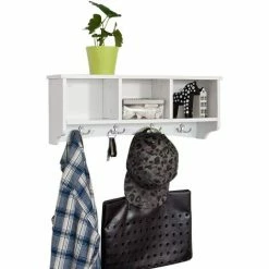 Brandneu 🔥 SoBuy FRG48-W Wandgarderobe,Wandhaken, Hängeregal, Badezimmerschrank,mit 4 Haken,weiß, B 60 Cm 🌟
