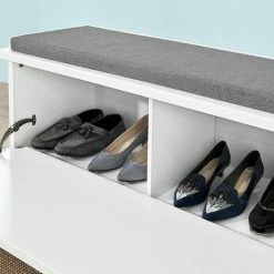 Großhandel 😀 SoBuy FSR41-W Sitzbank Mit Sitzkissen Bettbank Schuhschrank Garderobenbank Landhaus Stil Weiß BHT Ca: 105x44x34cm 👏 -SOBUY SHOP 5171739 4