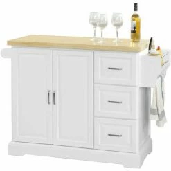Bester Verkauf 👏 SoBuy FKW41-WN Luxus-Küchenwagen Küchenschrank Sideboard Kücheninsel Mit Erweiterbarer Arbeitsfläche BHT Ca.:130x91x46(+25)cm 🎉