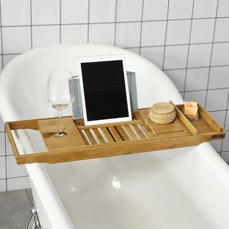 SoBuy FRG207-N Badewannenablage aus Bambus Badewannenbrett mit Buchstütze, Wein Glashalter und Seifenfach, ausziehbares Badewannenauflage BHT ca: (70-104cm) x4x22cm Besorgen 🌟 SoBuy FRG207-N Badewannenablage Aus Bambus Badewannenbrett Mit Buchstütze, Wein Glashalter Und Seifenfach, Ausziehbares Badewannenauflage BHT Ca: (70-104cm) X4x22cm 💯 -SOBUY SHOP 5171858 2