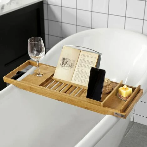 SoBuy FRG207-N Badewannenablage aus Bambus Badewannenbrett mit Buchstütze, Wein Glashalter und Seifenfach, ausziehbares Badewannenauflage BHT ca: (70-104cm) x4x22cm Besorgen 🌟 SoBuy FRG207-N Badewannenablage Aus Bambus Badewannenbrett Mit Buchstütze, Wein Glashalter Und Seifenfach, Ausziehbares Badewannenauflage BHT Ca: (70-104cm) X4x22cm 💯 -SOBUY SHOP 5171858 3