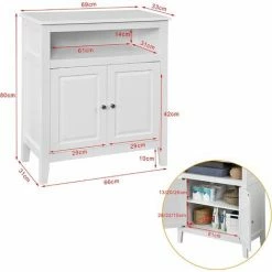 Schlussverkauf 🎁 SoBuy FRG204-W Badkommode Badschrank Sideboard Flurschrank, Weiß BHT Ca: 69x80x33cm 🎉 -SOBUY SHOP 5171879 5