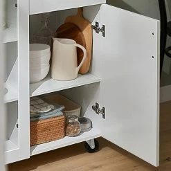 Brandneu 🎁 SoBuy FSB57-W Sideboard Auf Rollen Kommode Küchenwagen Küchenschrank Rollwagen Aufbewahrungsschrank Küchekommode Küchentrolley Weiß BHT Ca.: 116x86x40cm 🤩 -SOBUY SHOP 52565110 3