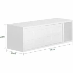 Bestpreis 👏 SoBuy FHK18-W Wandgarderobe Mit Schiebetüren Und Fach Flurgarderobe Wandregal Hängeregal Garderobe Weiß BHT Ca.: 75x23x20cm 🥰 -SOBUY SHOP 52566466 5