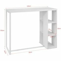 Großhandel 🤩 SoBuy FWT39-W Bartisch Beistelltisch Stehtisch Küchentheke Küchenbartisch Mit 3 Regalfächern, Weiß, BHT Ca: 120x105x49cm ❤️ -SOBUY SHOP 5479235 5