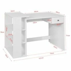 Auslauf 👏 SoBuy FWT35-W Schreibtisch Mit 1 Schublade Und 3 Ablagen Tisch Arbeitstisch Computertisch Bürotisch, Weiß BHT Ca: 101x76x60cm 👍 -SOBUY SHOP 5479245 5