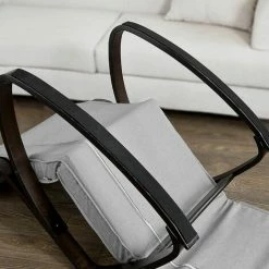 Auslauf 🔔 SoBuy FST20-HG NEU Schaukelstuhl Mit Tasche 5-Fach Verstellbares Fussteil Schwingsessel Relaxsessel Schwarzes Gestell Belastbarkeit 150kg Grau 👍 -SOBUY SHOP 5479272 3