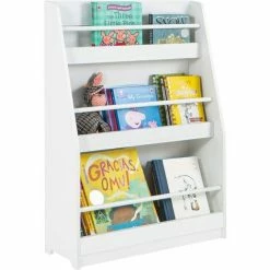 Bester Verkauf ⭐ SoBuy KMB45-W Kinderregal Bücherregal Für Kinder Wandregal Aufbewahrungsregal Mit 3 Ablagen Für Bücher Und Deko Weiß BHT Ca.: 58x81x18cm ⌛